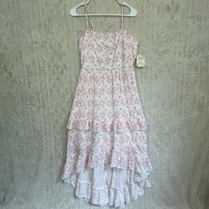 NWT Altar'd State Off White Pink Maxi Floral Dress Sz L Open Back Cami Strap